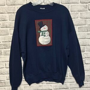 Jerzeez Snowman Women’s Navy Blue Sweatshirt, Size XL, Excellent Condition